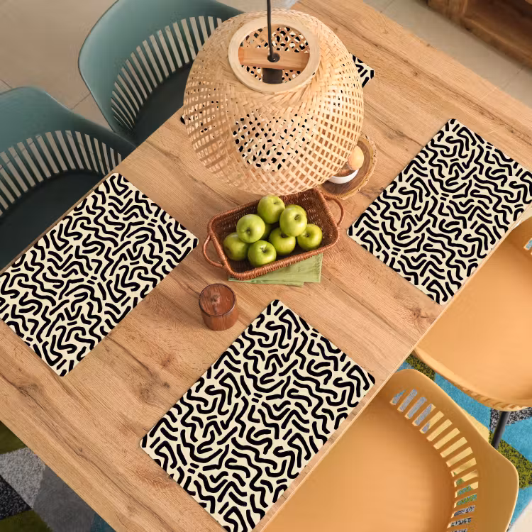 Abstract - Lijnen - Zwart Placemat vinyl groot 368 -zzsfeer5_Kitchenyeah-website