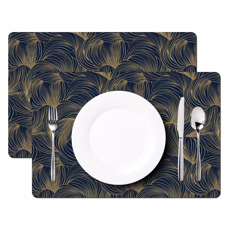 Abstract - Lijnen - Blauw - Goud Placemat vinyl groot 368 -zzsfeer2_Kitchenyeah-website