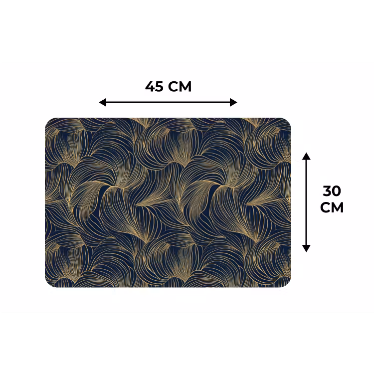 Abstract - Lijnen - Blauw - Goud Placemat vinyl groot 368 -specs