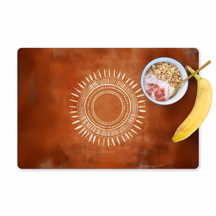 Abstract - Lijnen - Zonnestralen - Roodbruin Placemat vinyl groot -zzzproduct_Kitchenyeah-website