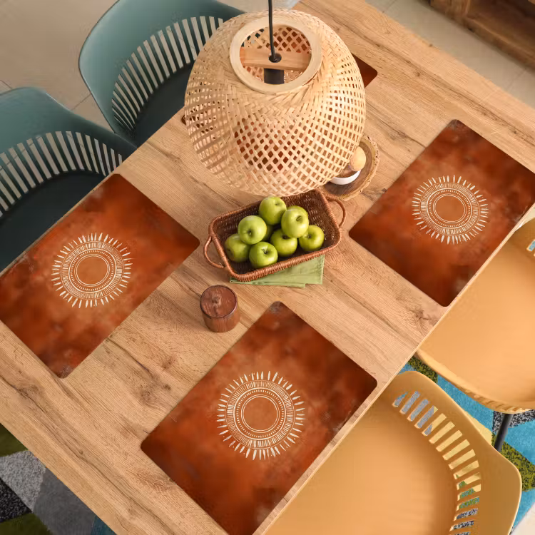 Abstract - Lijnen - Zonnestralen - Roodbruin Placemat vinyl groot -zzsfeer5_Kitchenyeah-website