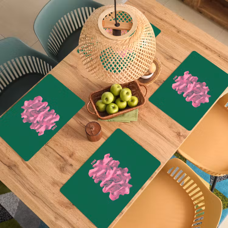 Abstract - Pink - Lijnen - Groen Placemat vinyl groot -zzsfeer5_Kitchenyeah-website