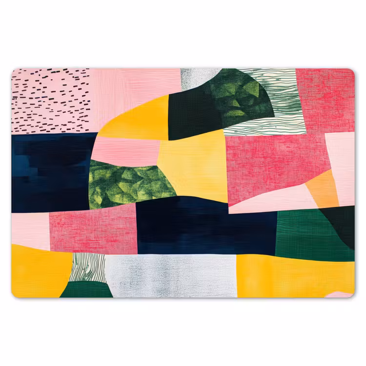 Abstract - Roze - Lappen - Vormen - Geel Placemat vinyl groot -zzsfeer1_Kitchenyeah-website