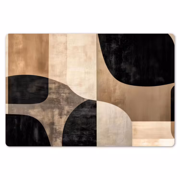 Abstract - Vlakken - Zwart - Rond Placemat vinyl groot -zzsfeer1_Kitchenyeah-website