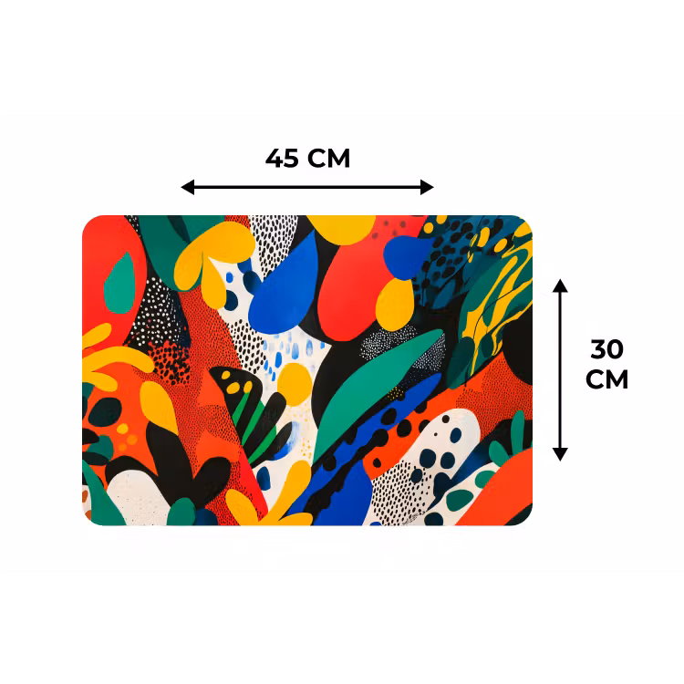 Abstract - Planten - Vormen - Kleurrijk Placemat vinyl groot -specs