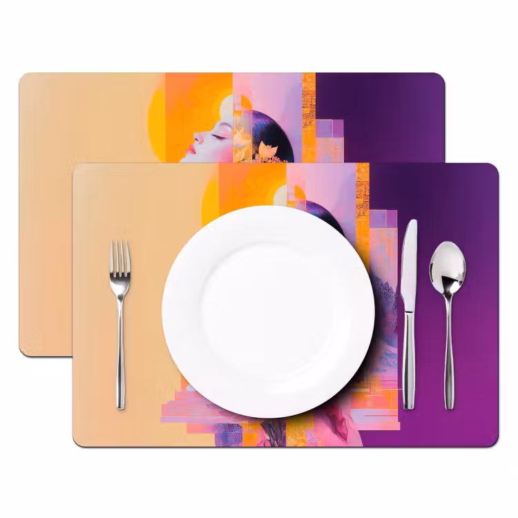 Abstract - Portret - Vrouw - Kleurrijk Placemat vinyl groot -zzsfeer2_Kitchenyeah-website
