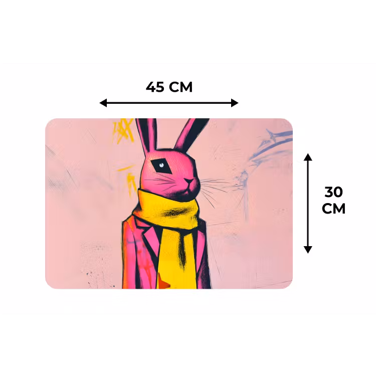 Abstract - Konijn - Sjaal - Geel Placemat vinyl groot -specs