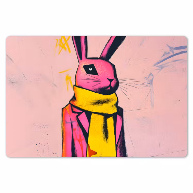 Abstract - Konijn - Sjaal - Geel Placemat vinyl groot -zzsfeer1_Kitchenyeah-website