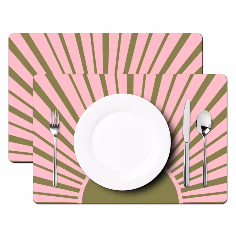 Abstract - Stralen - Grafisch - Roze - Groen Placemat vinyl groot -zzsfeer2_Kitchenyeah-website