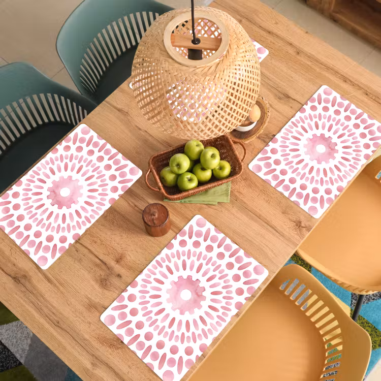 Abstract - Vormen - Patroon - Aquarel - Roze Placemat vinyl groot -zzsfeer5_Kitchenyeah-website