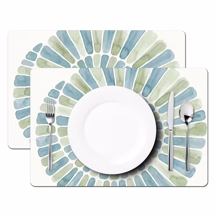 Abstract - Spiraal - Patroon - Modern - Blauw-Groen Placemat vinyl groot -zzsfeer2_Kitchenyeah-website
