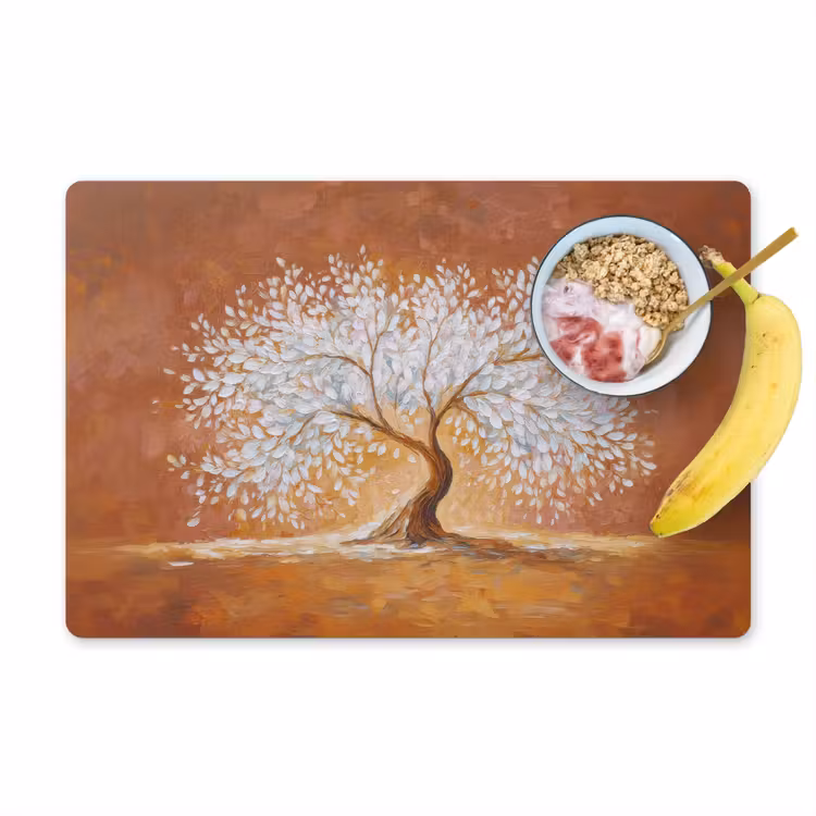 Abstract - Boom - Wit - Bladeren Placemat vinyl groot -zzzproduct_Kitchenyeah-website