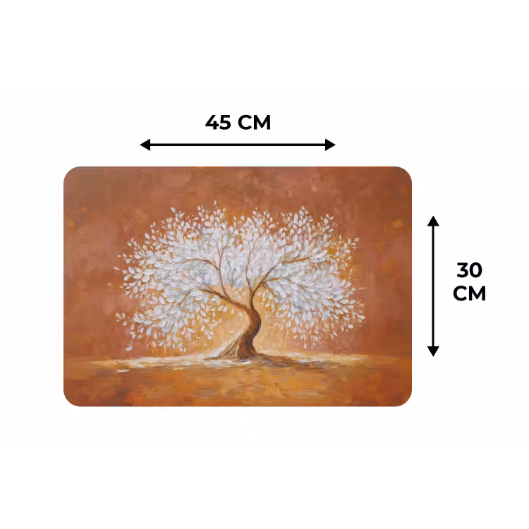Abstract - Boom - Wit - Bladeren Placemat vinyl groot -specs