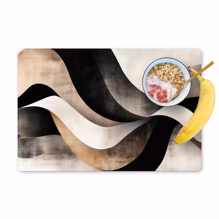 Abstract - Golven - Zwart - Verweerd Placemat vinyl groot -zzzproduct_Kitchenyeah-website