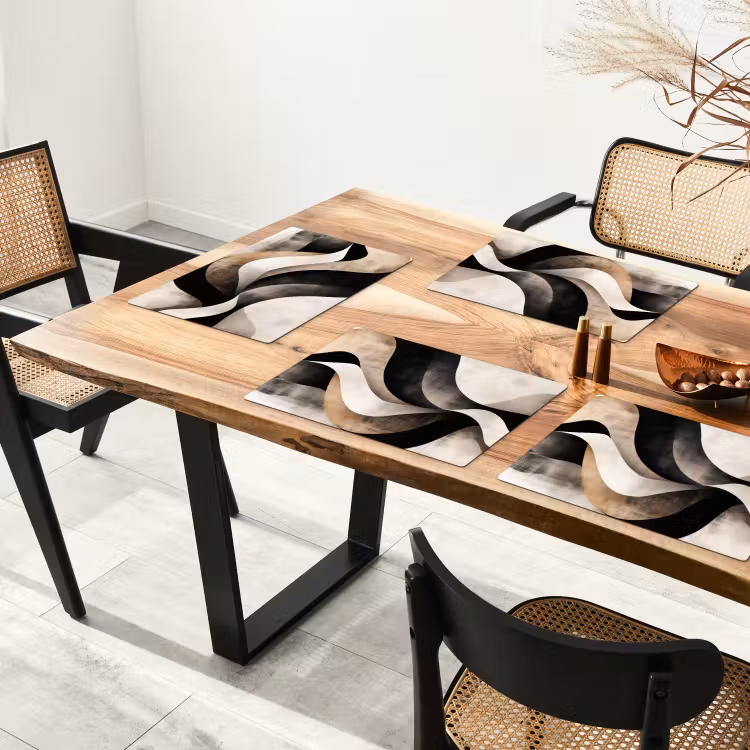 Abstract - Golven - Zwart - Verweerd Placemat vinyl groot -zzsfeer4_Kitchenyeah-website