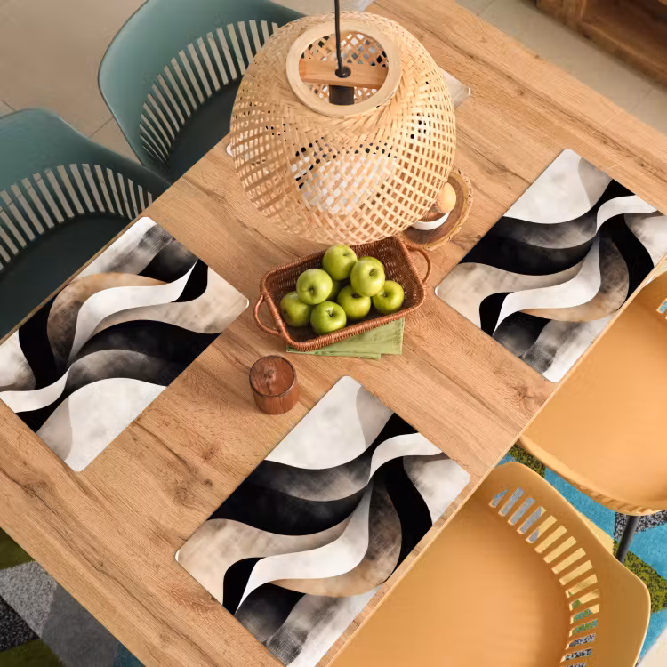 Abstract - Golven - Zwart - Verweerd Placemat vinyl groot -zzsfeer5_Kitchenyeah-website