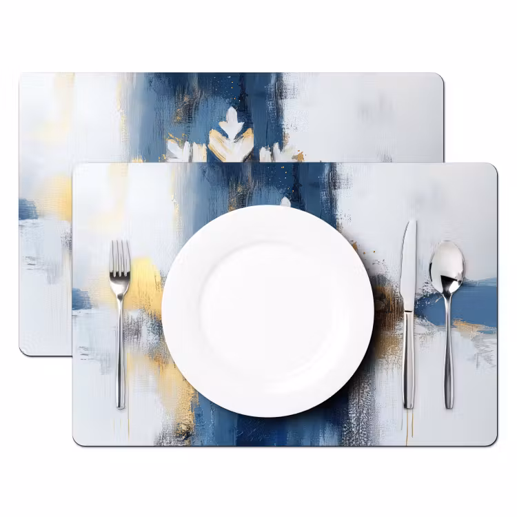 Abstract - Winter - Sneeuwvlok - Sneeuw - Goud Placemat vinyl groot -zzsfeer2_Kitchenyeah-website