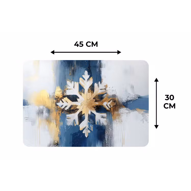 Abstract - Winter - Sneeuwvlok - Sneeuw - Goud Placemat vinyl groot -specs