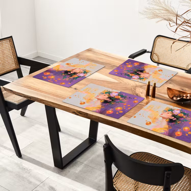 Abstract - Vrouw - Bloemenkroon - Goud Placemat vinyl groot -zzsfeer4_Kitchenyeah-website