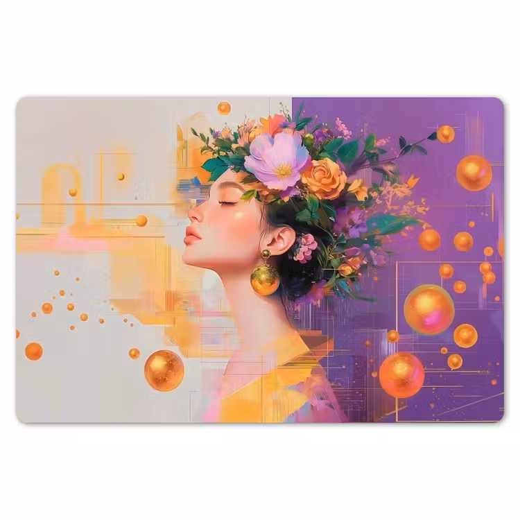 Abstract - Vrouw - Bloemenkroon - Goud Placemat vinyl groot -zzsfeer1_Kitchenyeah-website