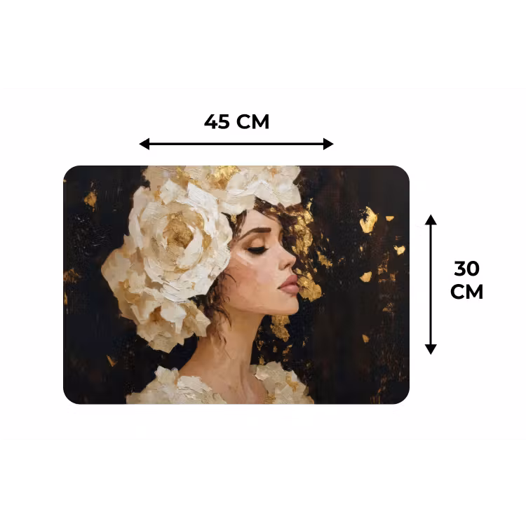 Abstract - Vrouw - Bloemen - Wit Placemat vinyl groot -specs