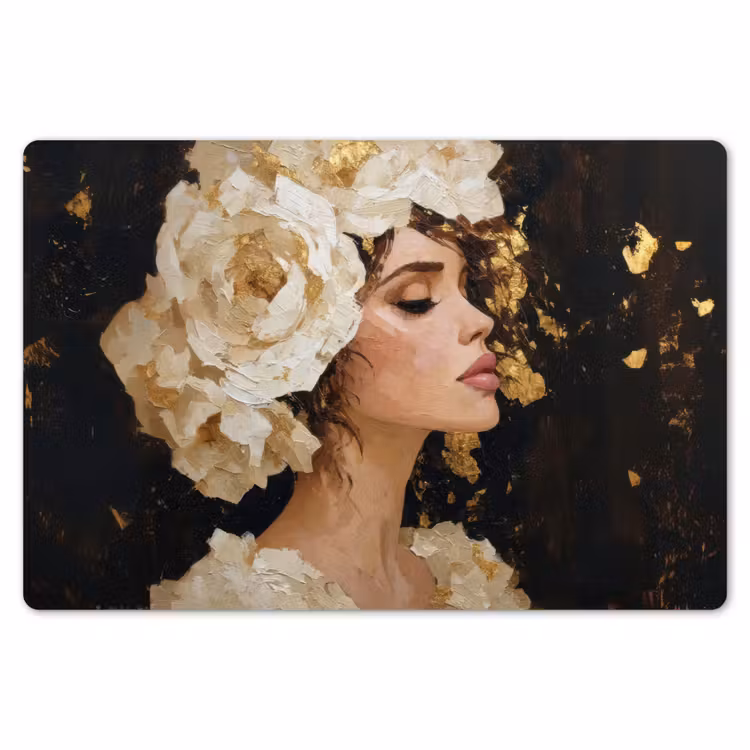 Abstract - Vrouw - Bloemen - Wit Placemat vinyl groot -zzsfeer1_Kitchenyeah-website