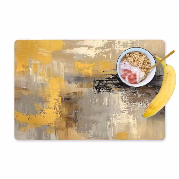Abstract - Geel - Modern - Beige Placemat vinyl groot -zzzproduct_Kitchenyeah-website