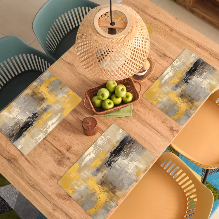 Abstract - Geel - Modern - Beige Placemat vinyl groot -zzsfeer5_Kitchenyeah-website
