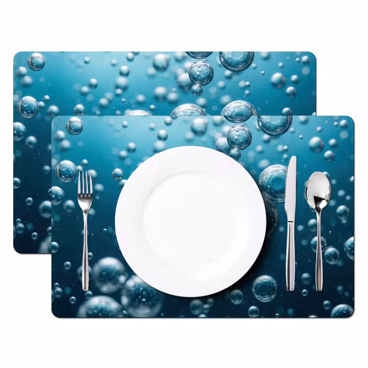 Luchtbellen - Dynamisch - Blauw Placemat vinyl groot -zzsfeer2_Kitchenyeah-website