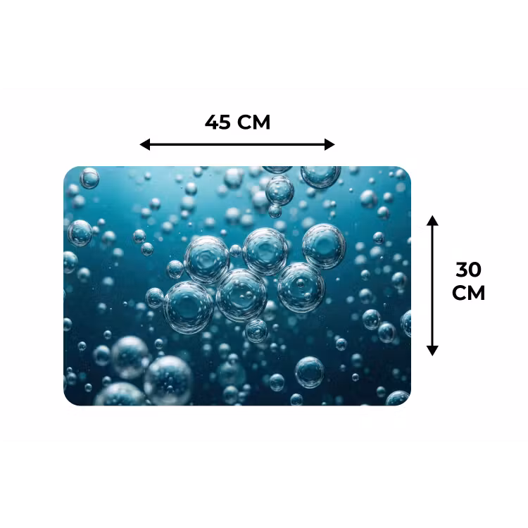 Luchtbellen - Dynamisch - Blauw Placemat vinyl groot -specs