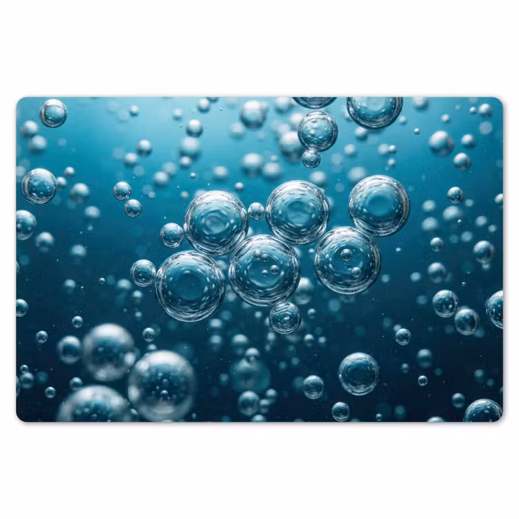 Luchtbellen - Dynamisch - Blauw Placemat vinyl groot -zzsfeer1_Kitchenyeah-website