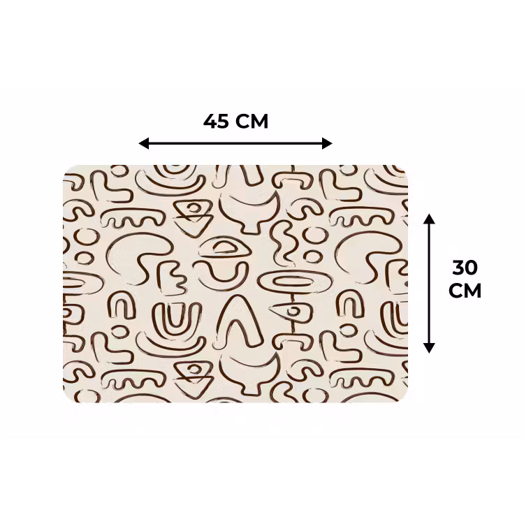 Abstract - Beige - Patroon - Donkerbruin Placemat vinyl groot 368 -specs