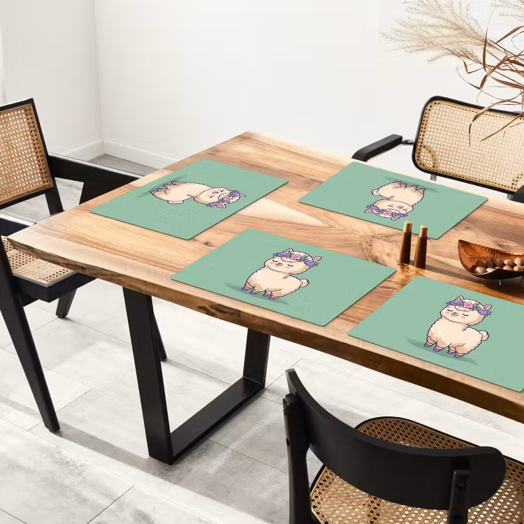 Alpaca - Groen - Bloemendiadeem Placemat vinyl groot -zzsfeer4_Kitchenyeah-website