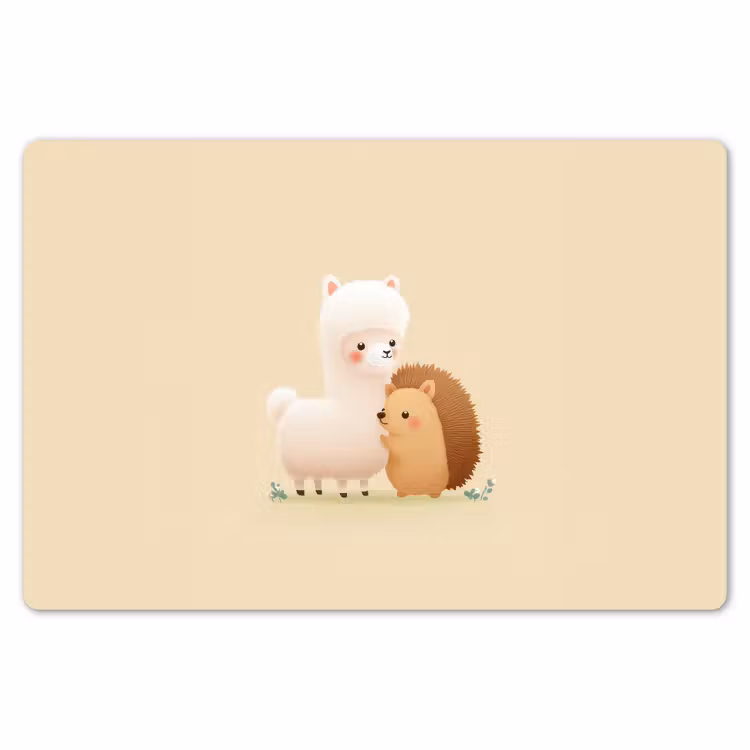 Alpaca - Egel - Bruin - Knuffelen Placemat vinyl groot -zzsfeer1_Kitchenyeah-website
