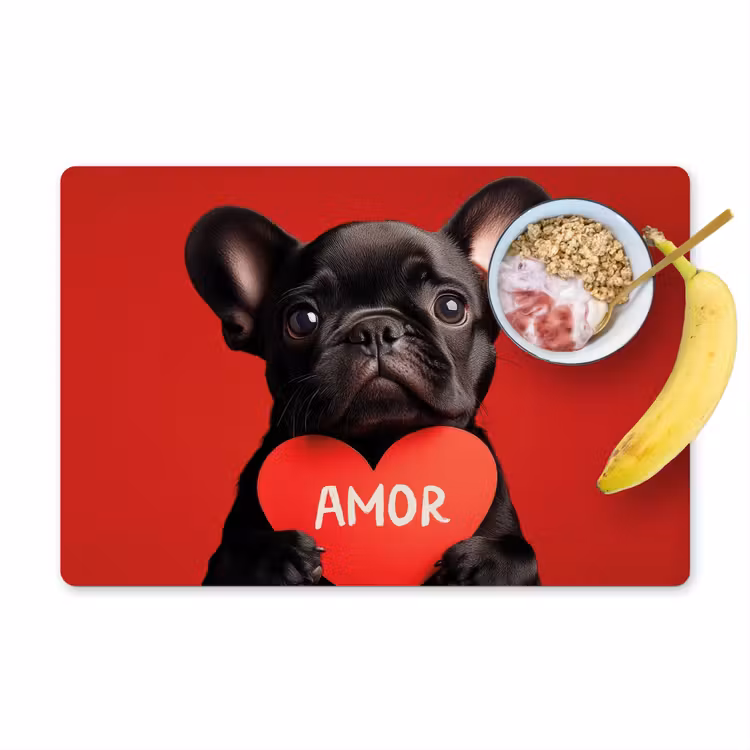 Amor - Hond - Hartje - Rood Placemat vinyl groot -zzzproduct_Kitchenyeah-website