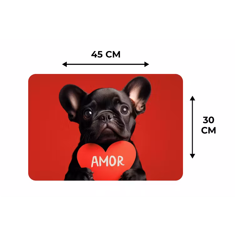 Amor - Hond - Hartje - Rood Placemat vinyl groot -specs