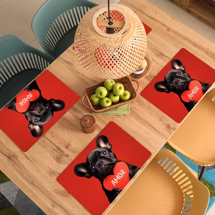 Amor - Hond - Hartje - Rood Placemat vinyl groot -zzsfeer5_Kitchenyeah-website