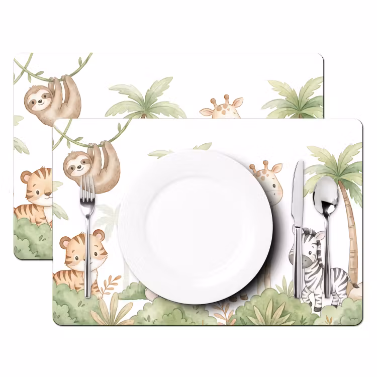 Dieren - Jungle - Pastel Placemat vinyl groot -zzsfeer2_Kitchenyeah-website