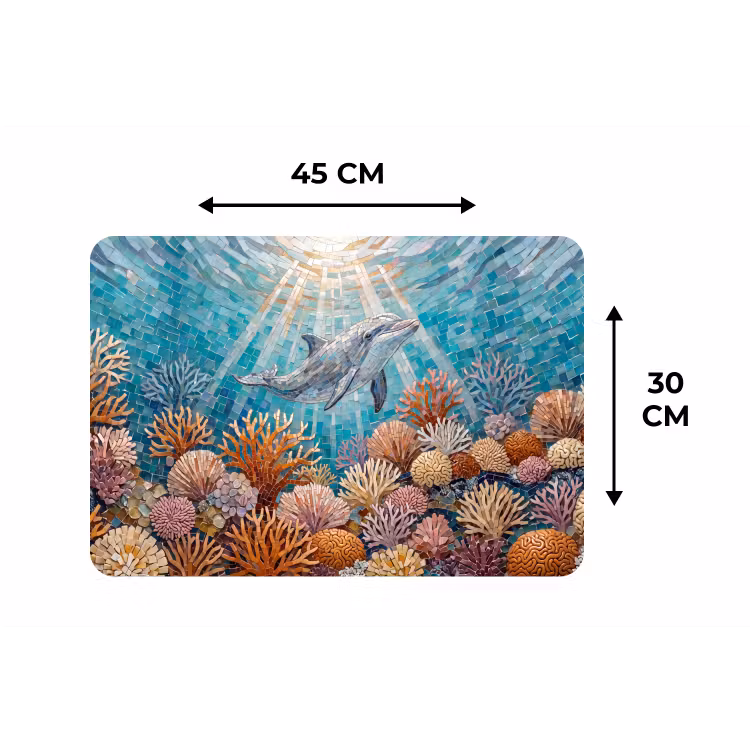 Dieren - Mozaïek - Oceaan - Koraal - Blauw Placemat vinyl groot -specs