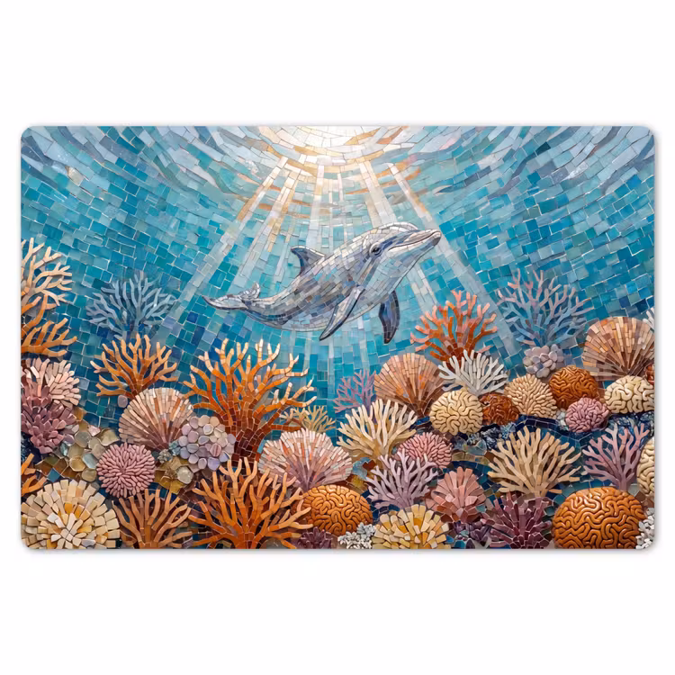 Dieren - Mozaïek - Oceaan - Koraal - Blauw Placemat vinyl groot -zzsfeer1_Kitchenyeah-website