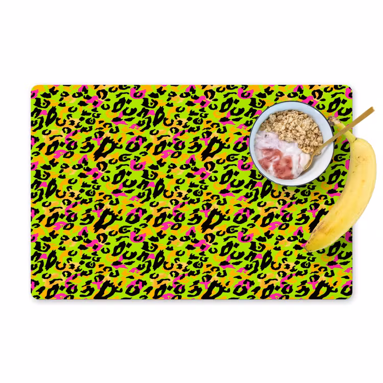 Dieren - Neon - Groen - Panterprint Placemat vinyl groot 368 -zzzproduct_Kitchenyeah-website