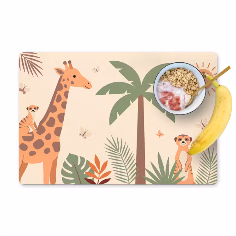 Dieren - Tropisch - Safari - Kleurrijk Placemat vinyl groot -zzzproduct_Kitchenyeah-website