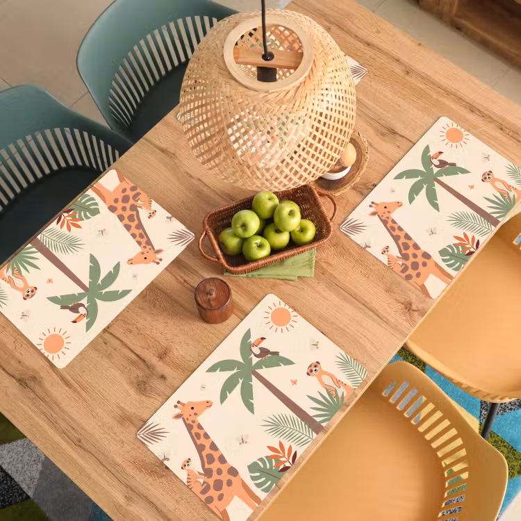 Dieren - Tropisch - Safari - Kleurrijk Placemat vinyl groot -zzsfeer5_Kitchenyeah-website