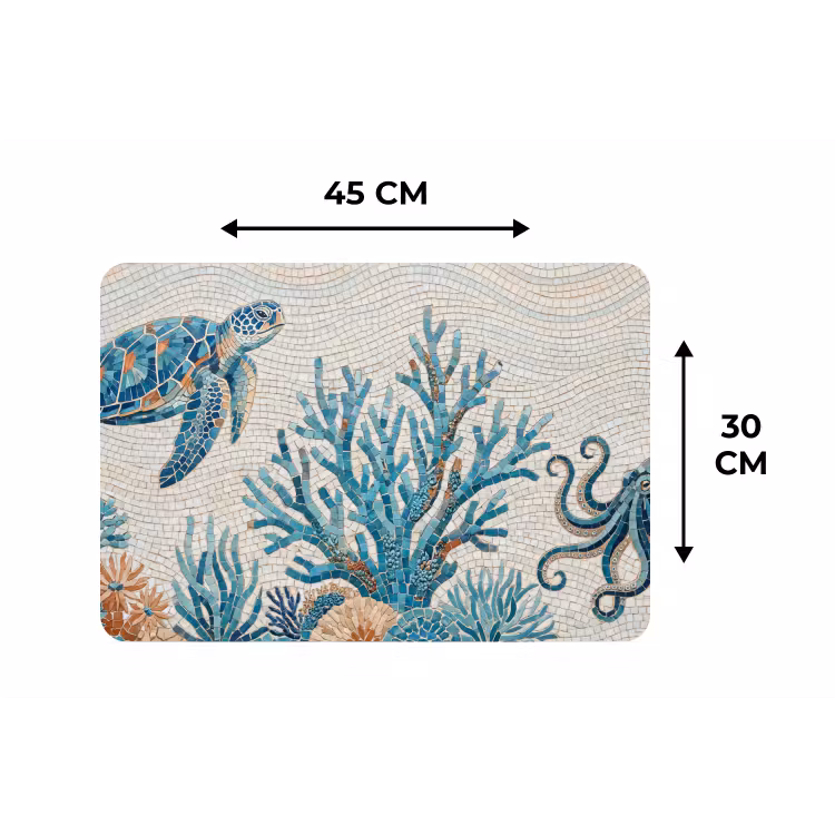 Dieren - Onderwater - Natuur - Mozaïek - Blauw Placemat vinyl groot -specs