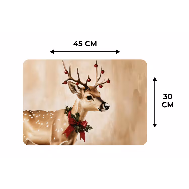 Gewei - Kerst - Rendier - Rood Placemat vinyl groot -specs