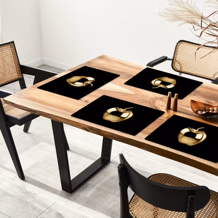 Appel - Goud - Chrome - Zwart Placemat vinyl groot -zzsfeer4_Kitchenyeah-website