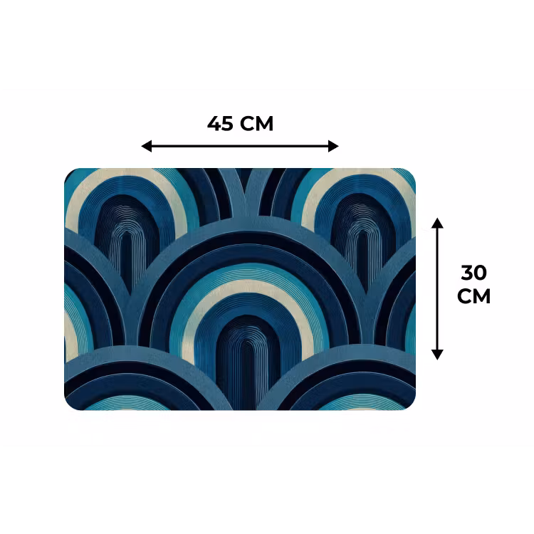 Bogen - Geometrisch - Patroon - Blauw - Retro Placemat vinyl groot 368 -specs