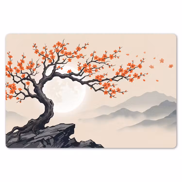 Aziatisch - Bloesem - Rood Placemat vinyl groot -zzsfeer1_Kitchenyeah-website
