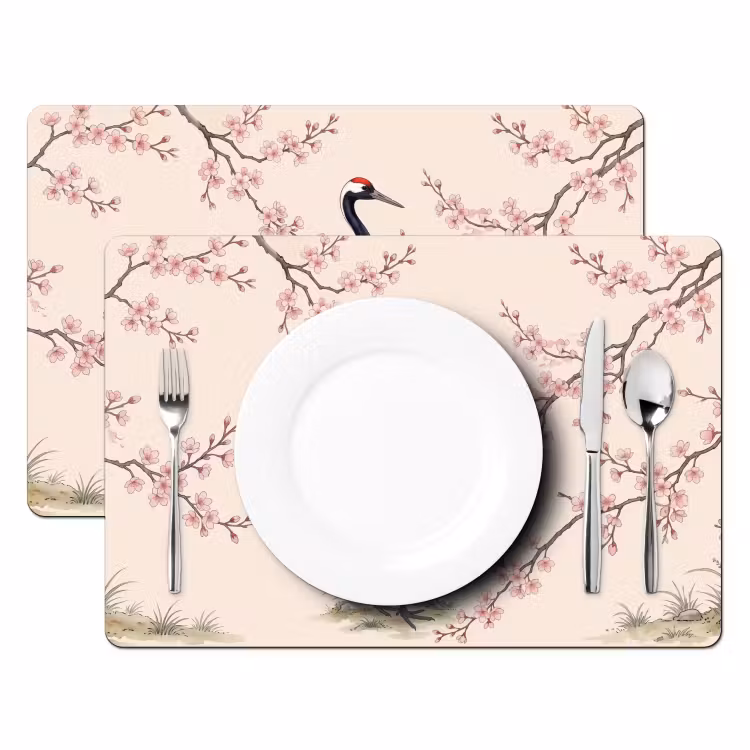 Aziatisch - Kraanvogel - Beige Placemat vinyl groot -zzsfeer2_Kitchenyeah-website