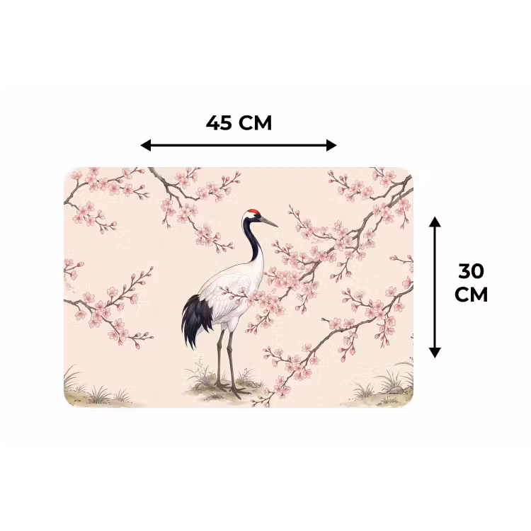 Aziatisch - Kraanvogel - Beige Placemat vinyl groot -specs